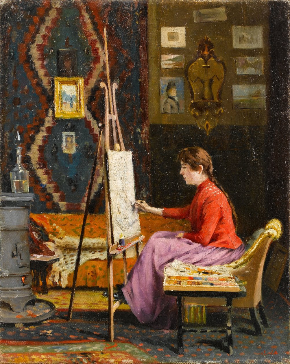 Ressam Kz ve Atölyesi , Girl Painter and Her Studio by Halil Pasa