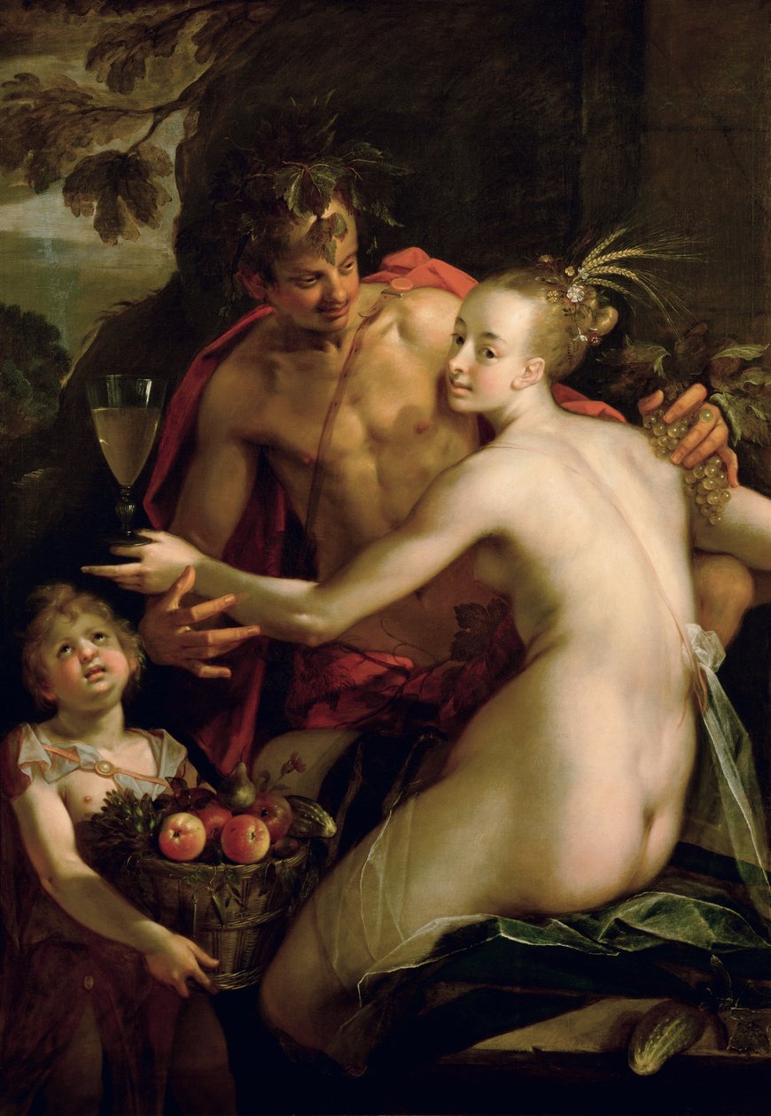 Bacchus, Ceres ve Amor by Hans von Aachen