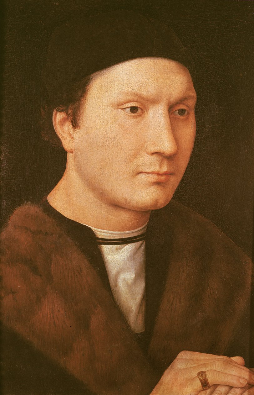 Meçhul Bir Adamın Portresi, c.1480-90 (meşe ağacı üzerine yağlı boya) by Hans Memling
