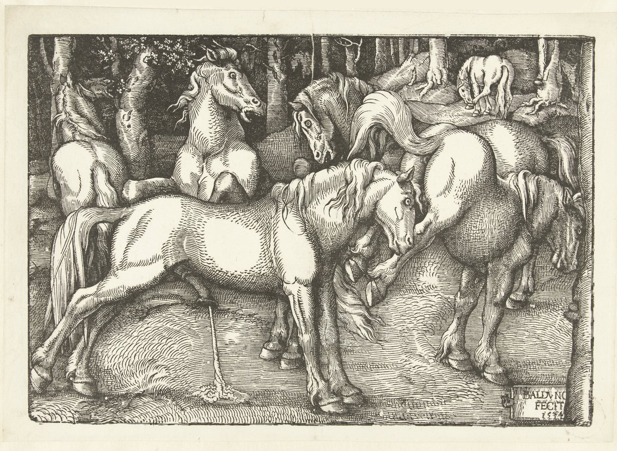 Altı dövüş atı grubu by Hans Baldung Grien