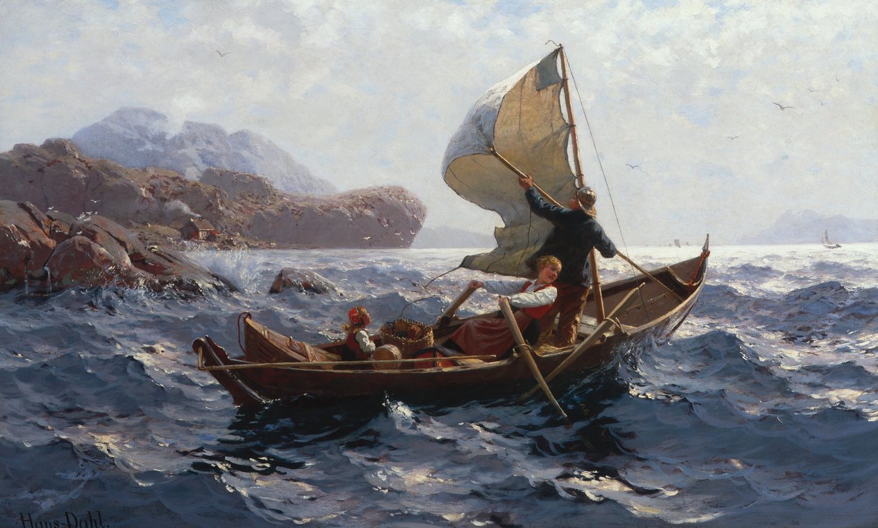 Bir Oselver'de kadın, erkek ve çocuk by Hans Dahl