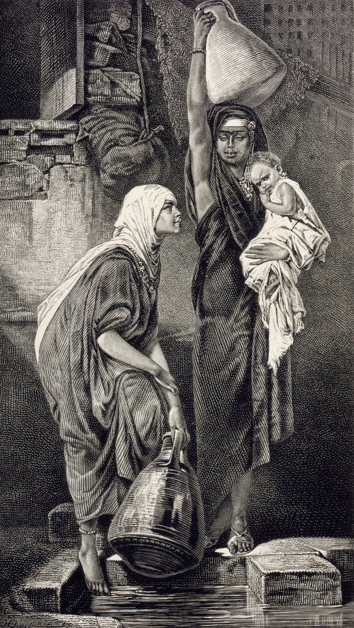 Mısırlı Kadınlar Su Çizimi by Hans Makart