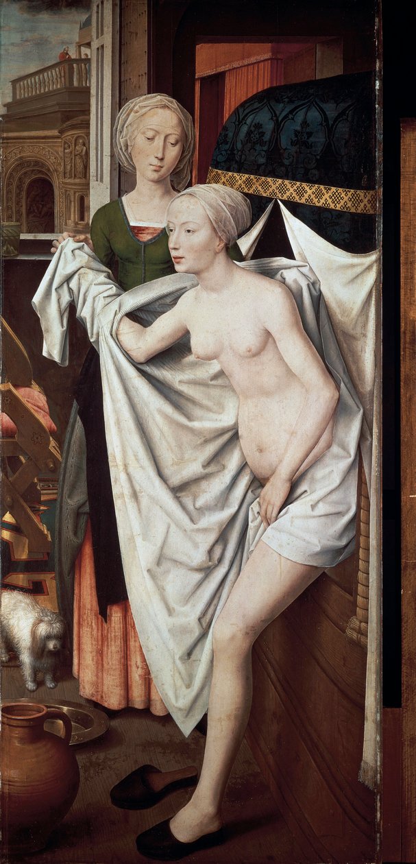 Bathsheba banyosunda, c.1485 (resim) by Hans Memling