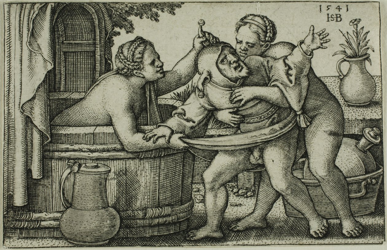 soytarı ve iki banyo kadın by Hans Sebald Beham
