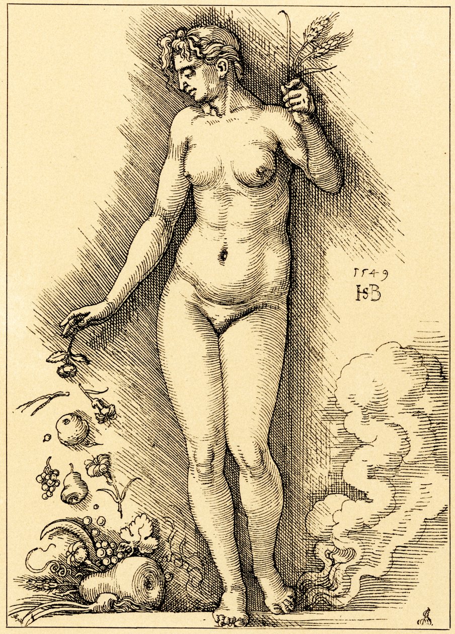 Ceres, serpme meyveler by Hans Sebald Beham