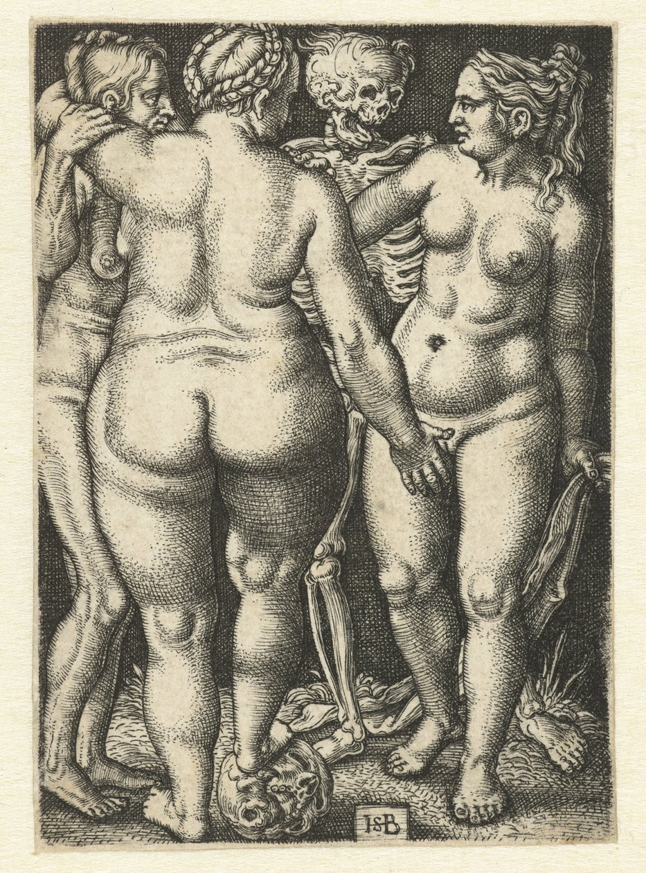 Ölüm ve üç ayakta çıplak kadın by Hans Sebald Beham