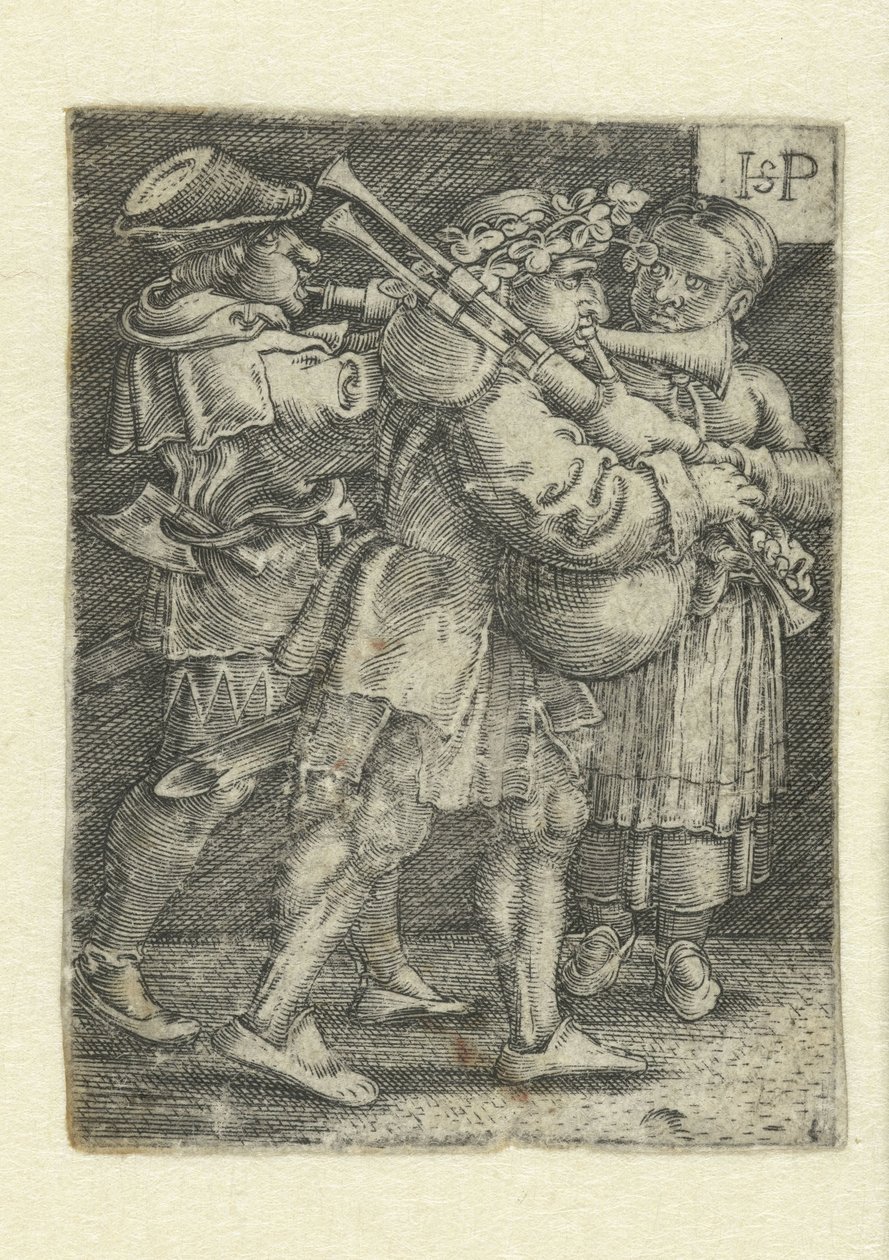 İki müzisyen ve bir kız by Hans Sebald Beham