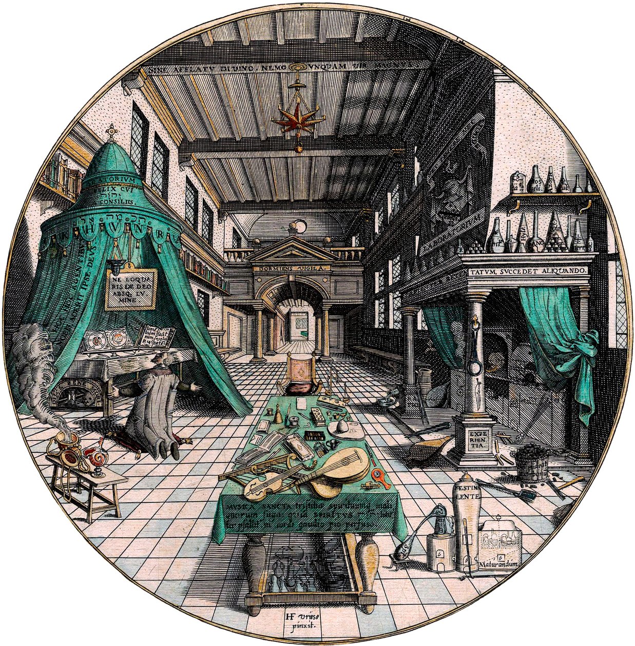 Simyacının laboratuvarı, 1595. by Hans Vredeman de Vries