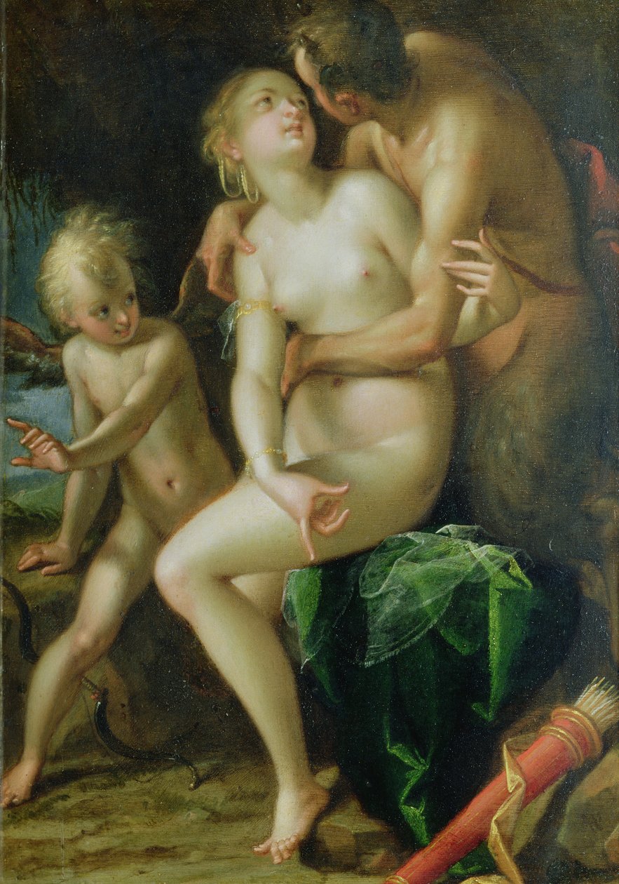 Jüpiter, Antiope ve Aşk Tanrısı by Hans von Aachen
