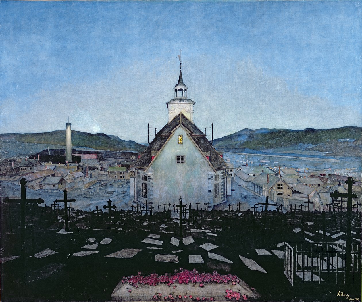 Gece (kağıt üzerine renkli kalem) by Harald Oscar Sohlberg