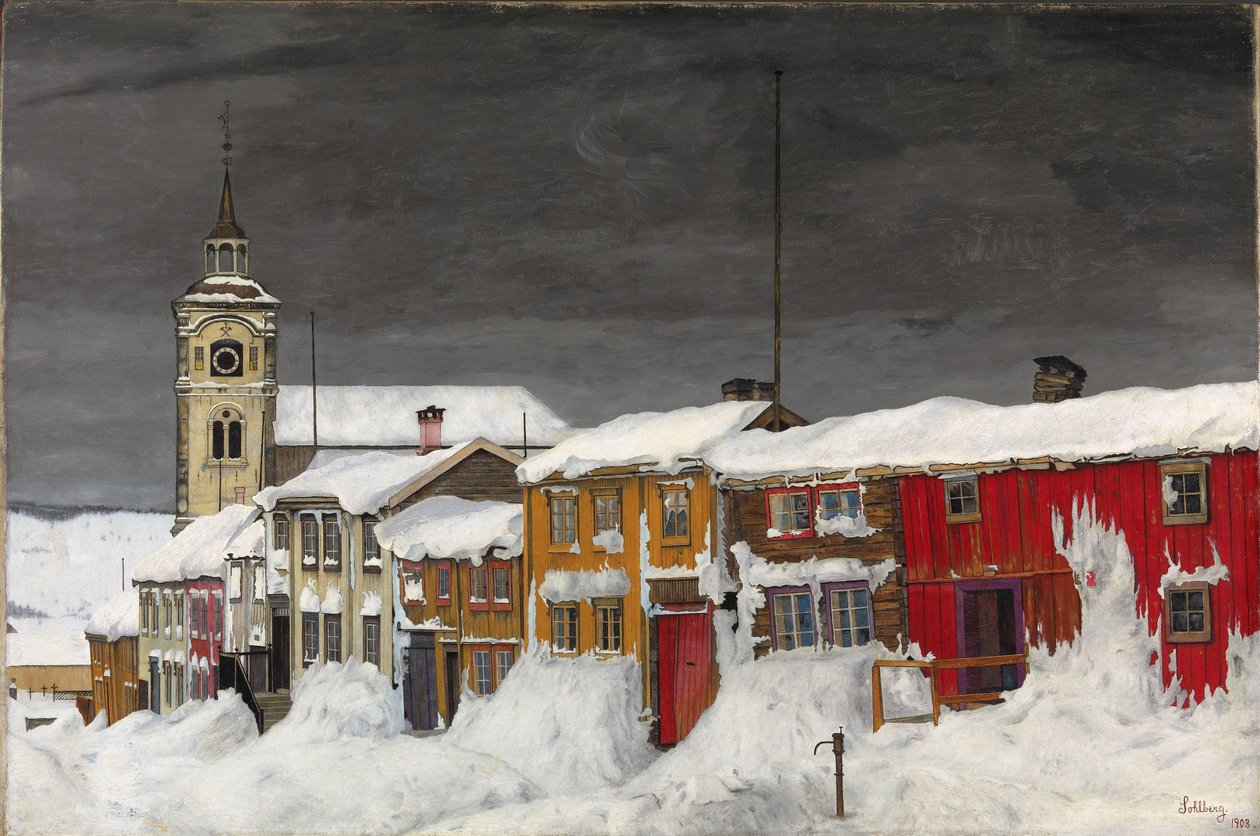 Kışın Roros'ta Sokak by Harald Oscar Sohlberg