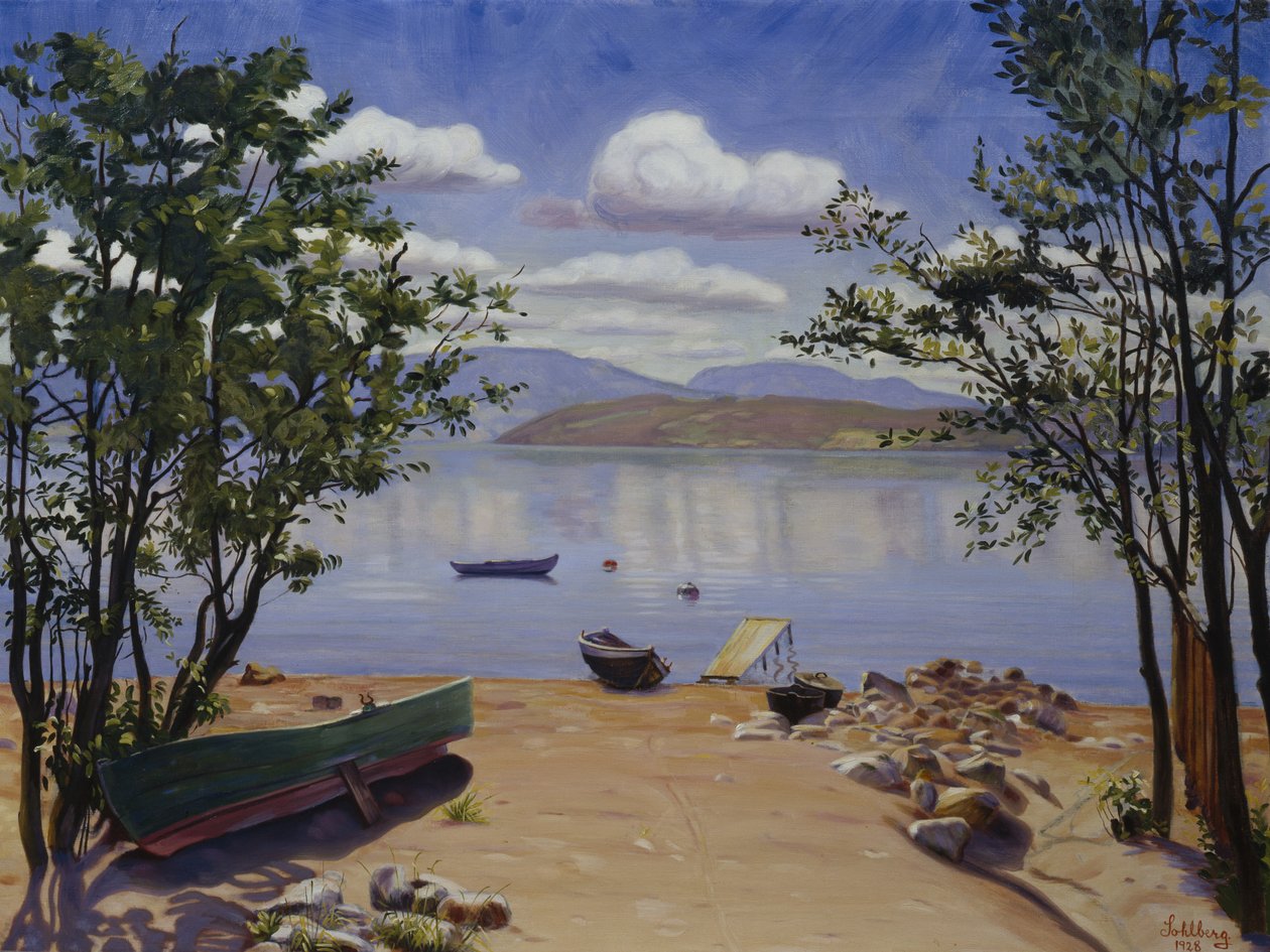 Mjøsa Gölü üzerinden görünüm by Harald Oscar Sohlberg