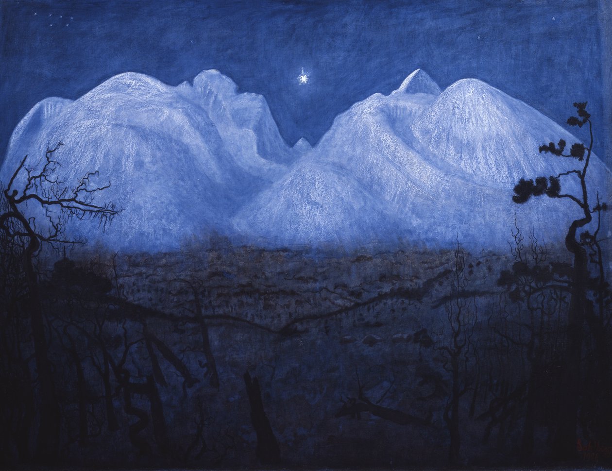 Dağlarda kış geceleri by Harald Oscar Sohlberg