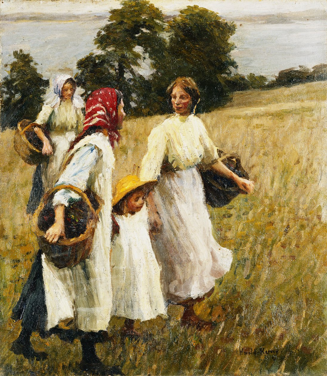 Böğürtlen Hasadı, 1908 dolayları (tuval üzerine yağlı boya) by Harold Harvey