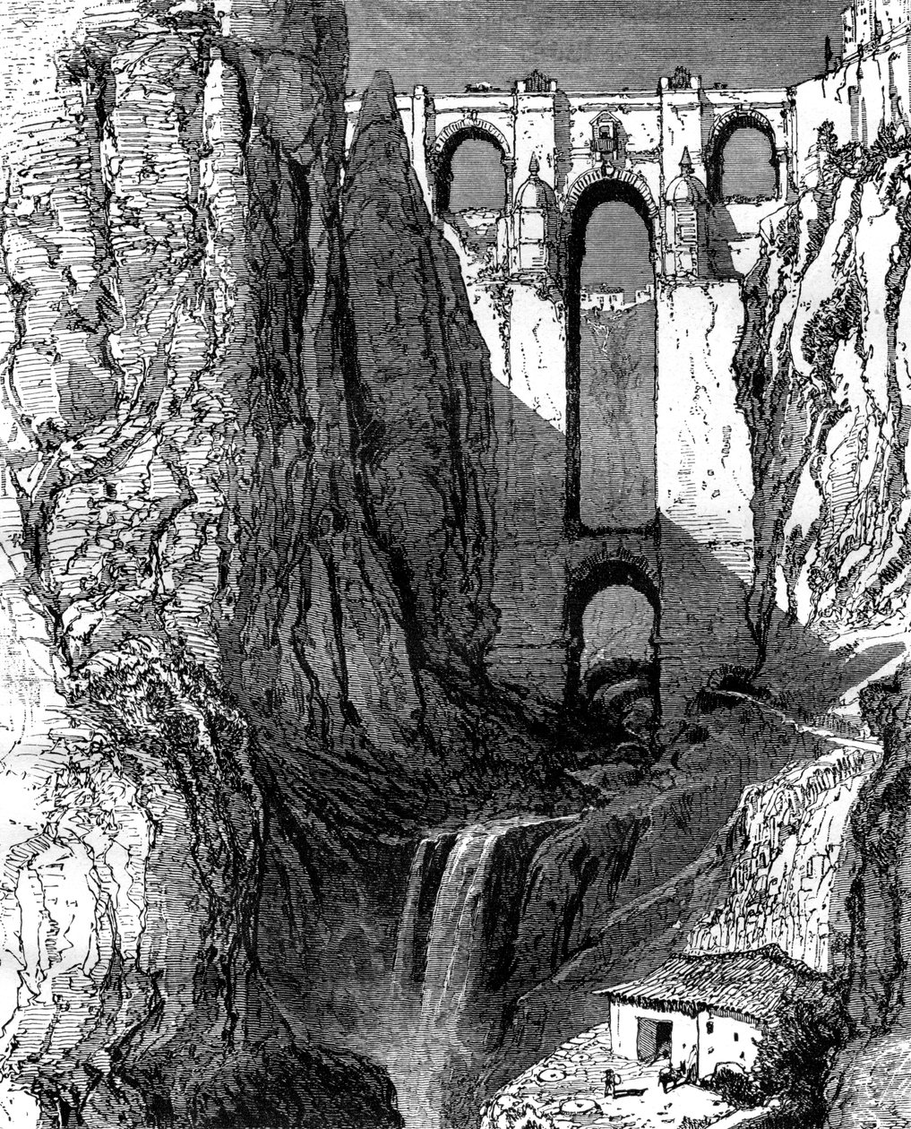 New Bridge, Ronda, İspanya, 19. yüzyıl. by Harry Fenn