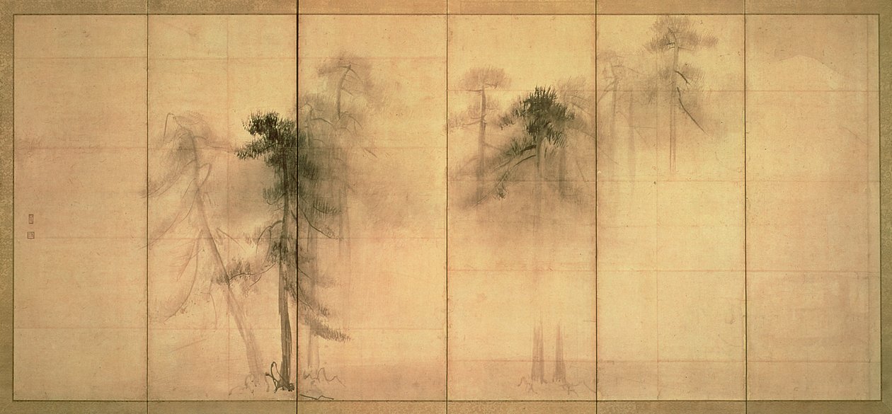 Çam ormanı (kağıt üzerine mürekkep) by Hasegawa Tohaku