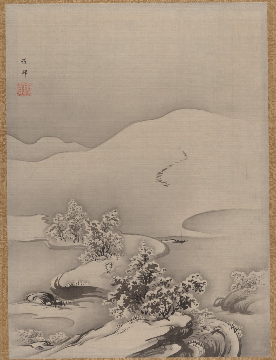Göl ve Causeway, ca. 1885-89. by Hashimoto Gaho
