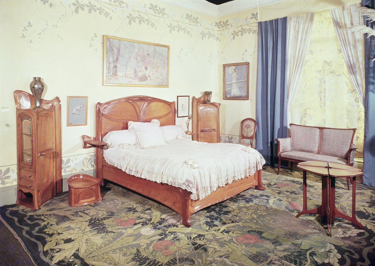 Art Nouveau yatak odası, c.1900 by Hector Guimard