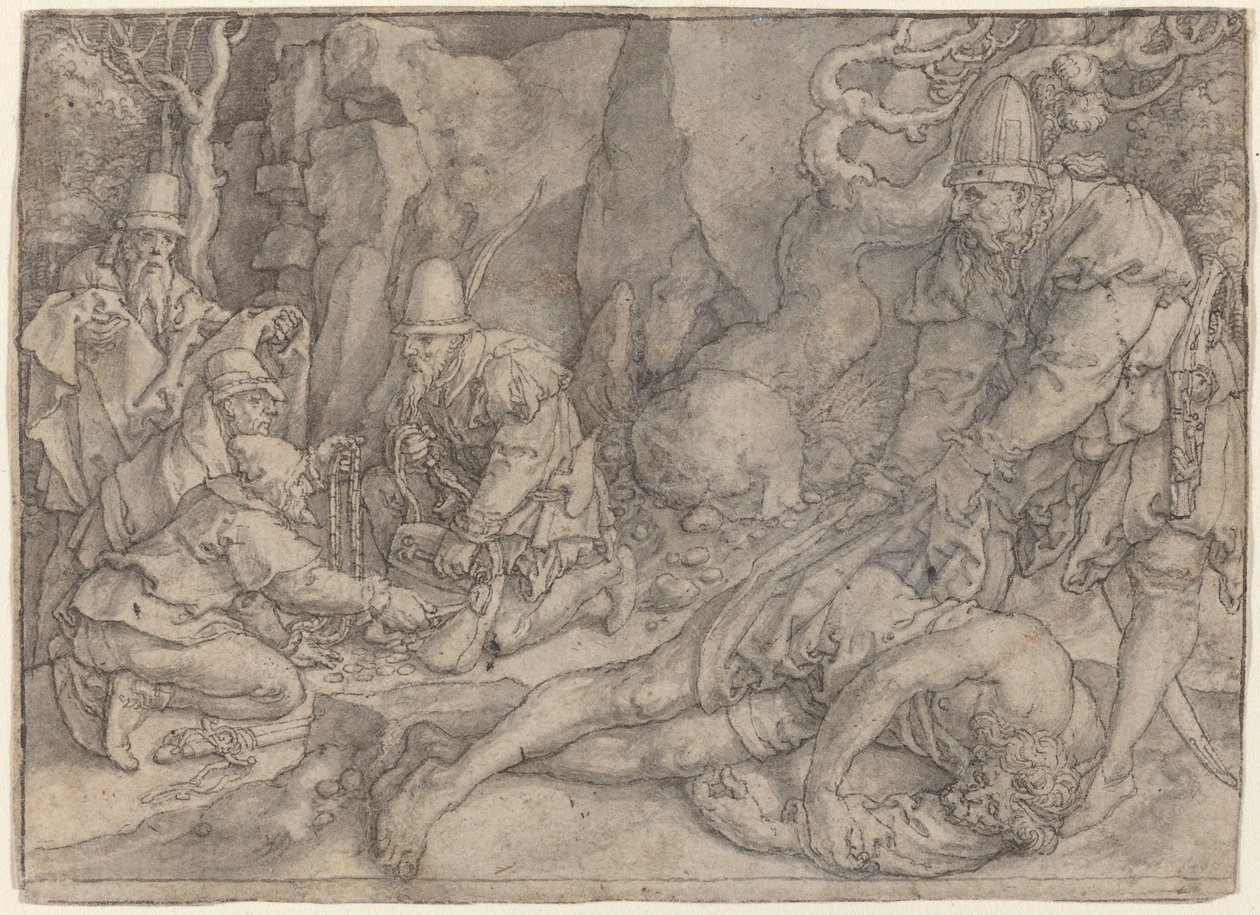 Hırsızlar Tarafından Güçlendirilen Bir Adam, c. 1554. by Heinrich Aldegrever