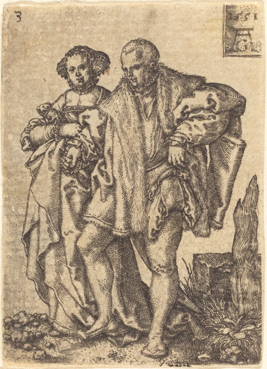 Dans Eden Çift, 1551. by Heinrich Aldegrever