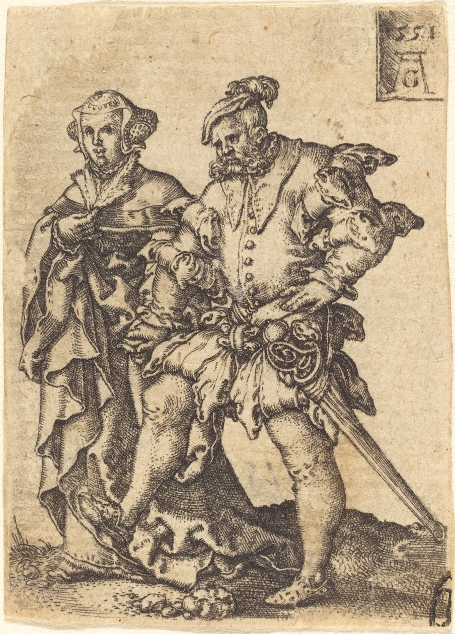 Dans Eden Çift, 1551. by Heinrich Aldegrever