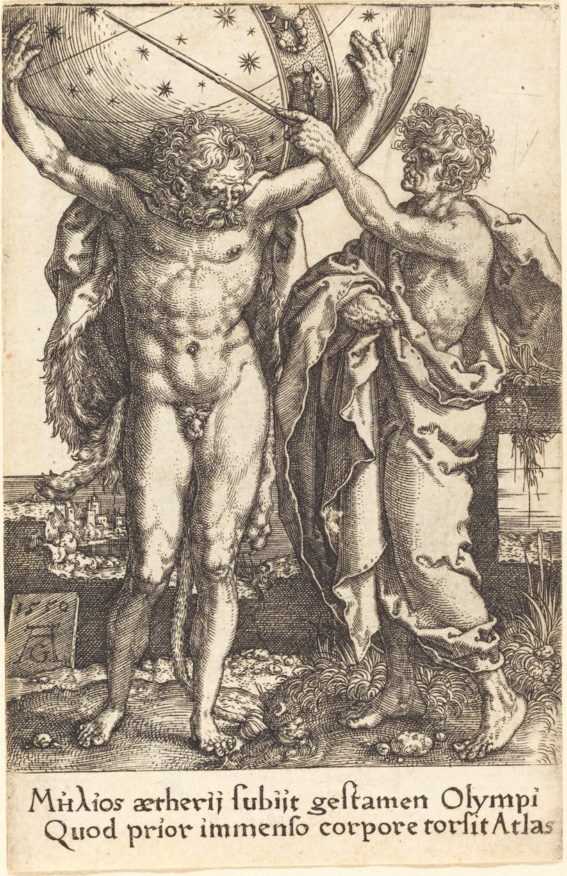 Herkül ve Atlas, 1550. by Heinrich Aldegrever
