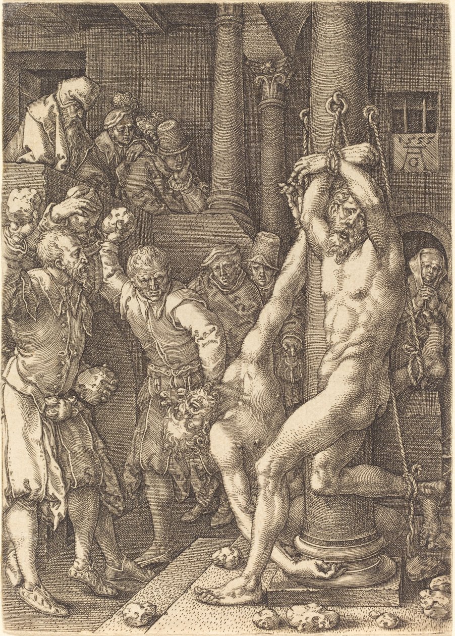 İnsanlar Tarafından Taşlanan İki İhtiyar by Heinrich Aldegrever