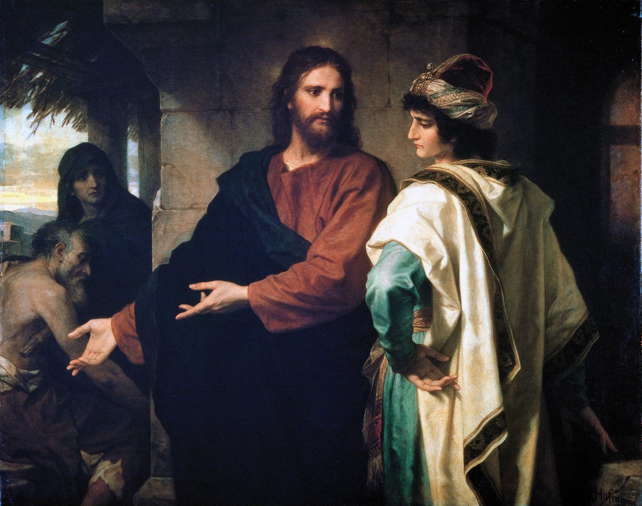 İsa ve zengin genç hükümdar by Heinrich Karl Hofmann