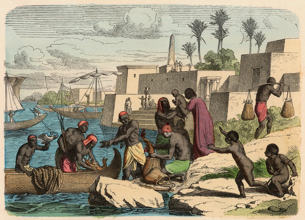 Antik Mısır: balık tutma by Heinrich Leutemann