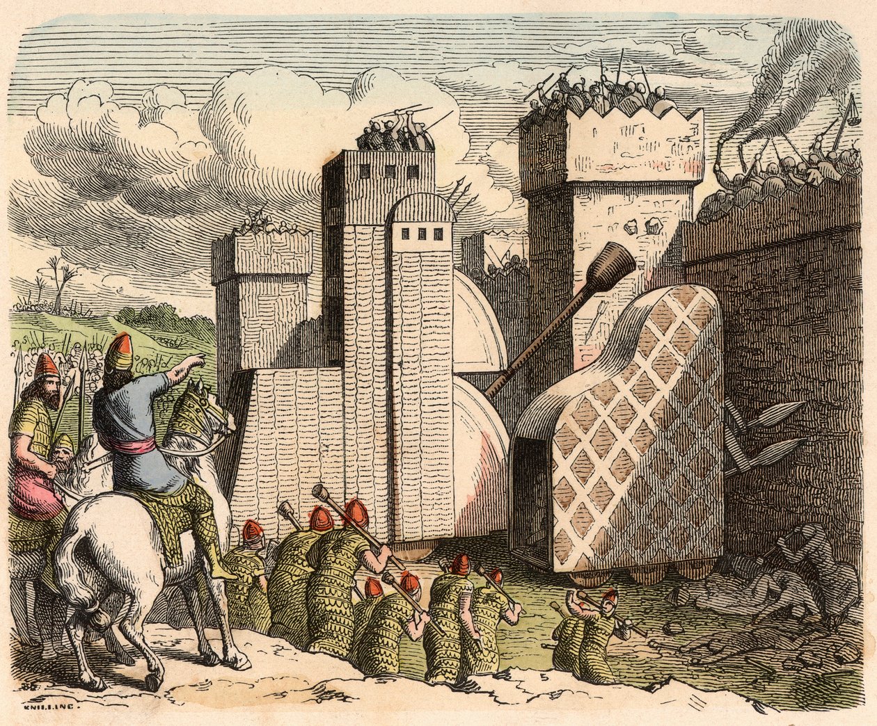 Mezopotamya, Asur: bir kaleye hücum by Heinrich Leutemann
