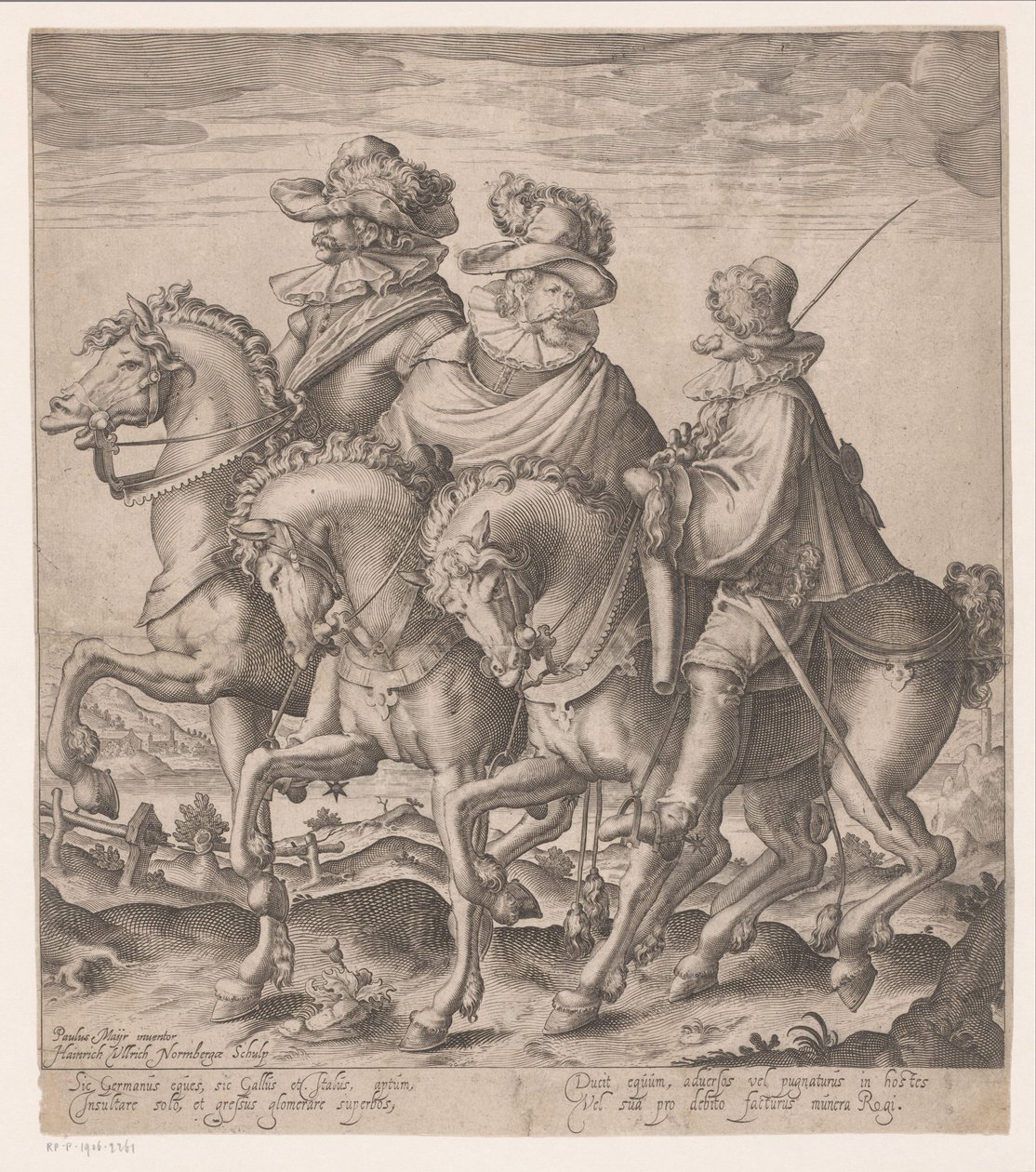At sırtında Alman, Fransız ve İtalyan adam by Heinrich Ulrich