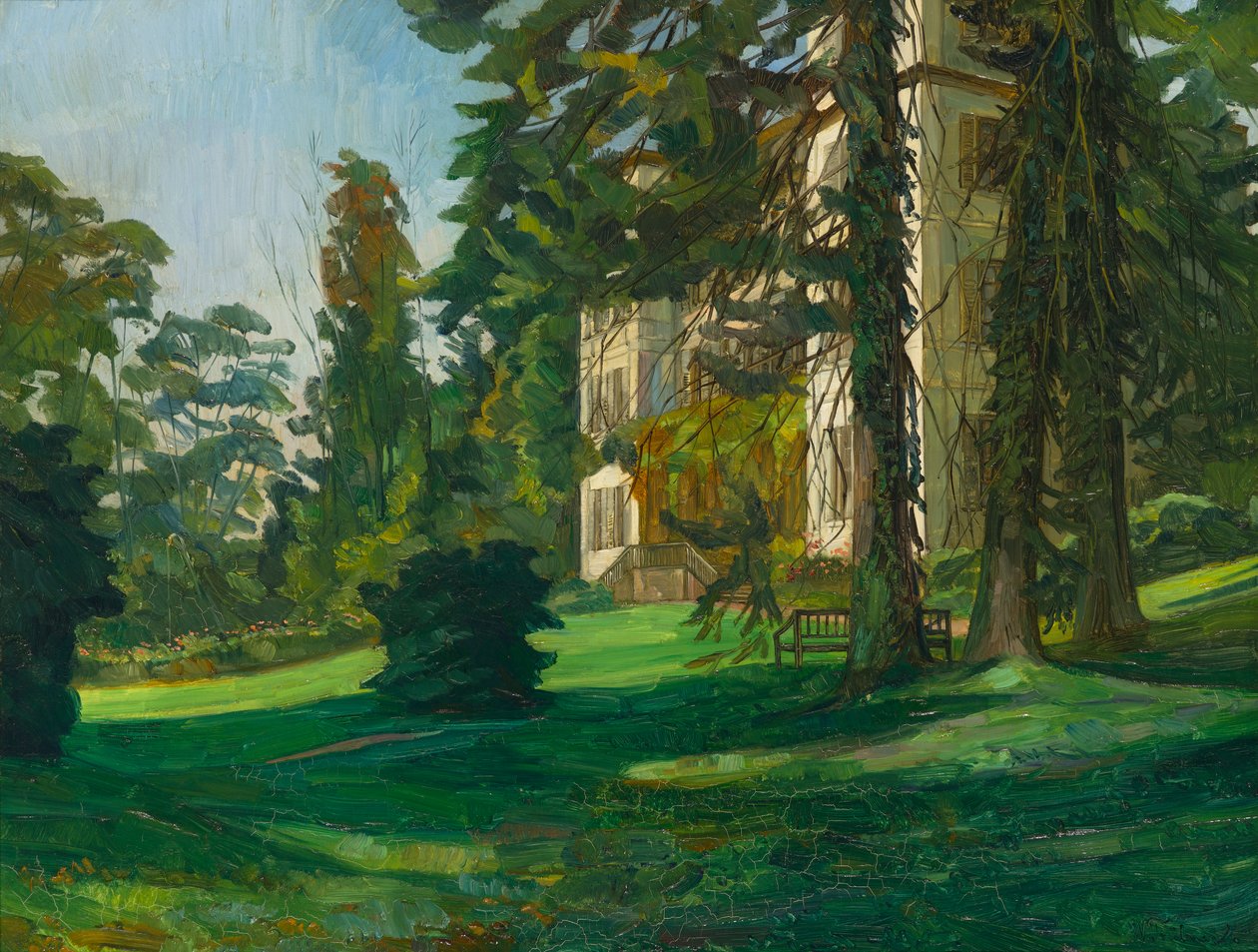 Schloss Hemsbach (tuval üzerine yağlı boya) by Heinrich Wilhelm Trübner