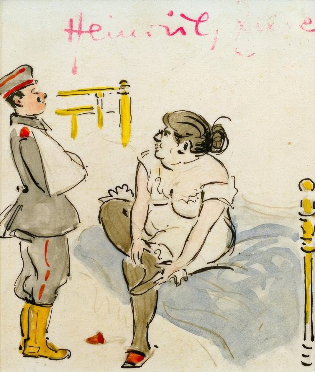 Yaralı asker ve fahişe by Heinrich Zille