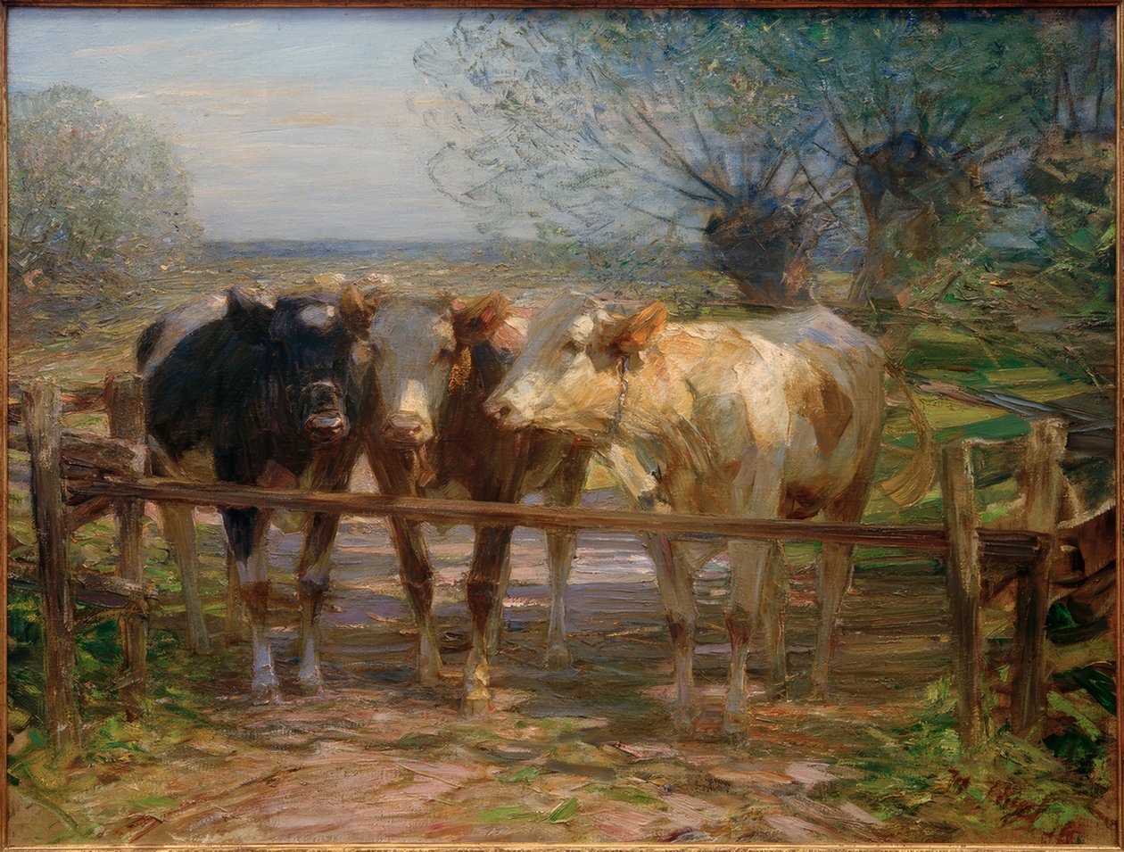 Kapıdaki inekler by Heinrich von Zügel