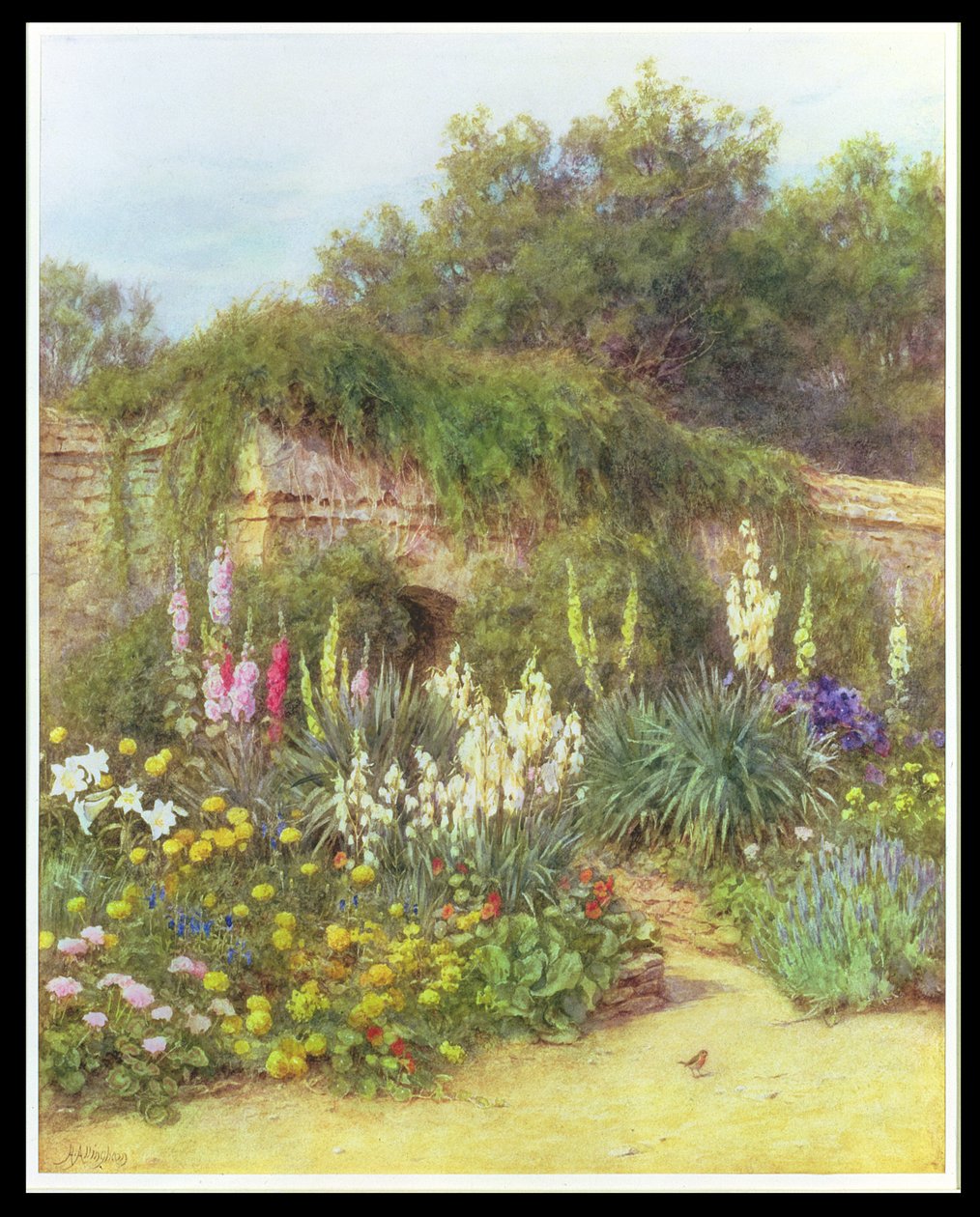 Munstead Wood Garden'da, Gertrude Jekyll's Garden, Godalming, Surrey'de (kağıt üzerinde kalem ve tuvalet) by Helen Allingham