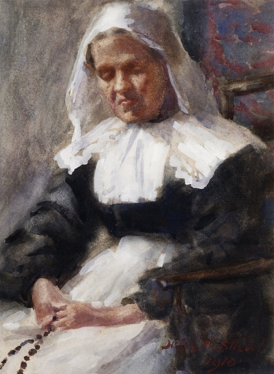 ನನ್ ತನ್ನ ರೋಸರಿ ಹೇಳುತ್ತಿರುವುದು, 1910 ಟರ್ಕ್ by Helen M. Stiebel