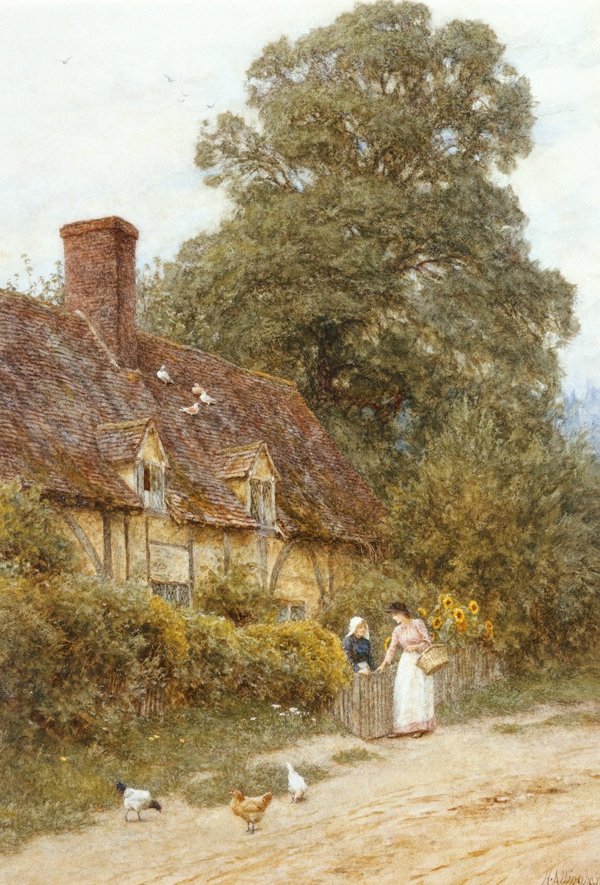 Witley yakın Eski Postane, Brook, by Helen Allingham