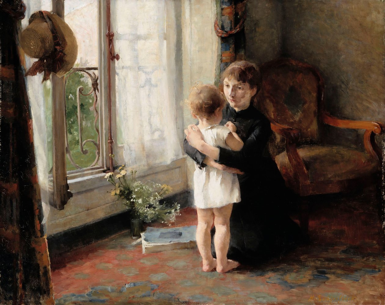 Anne ve Çocuk, 1886. by Helene Schjerfbeck