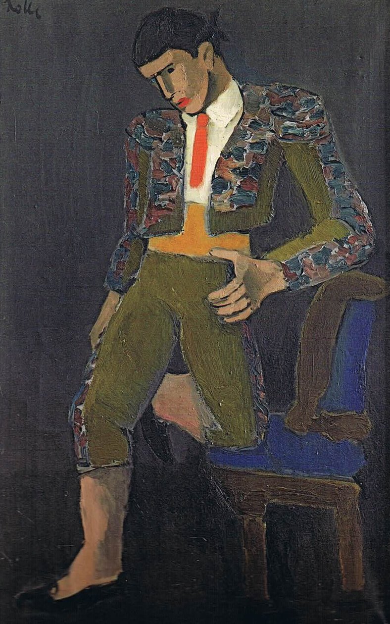 Torero, tek diziyle sandalyeye yaslanmış by Helmut Kolle