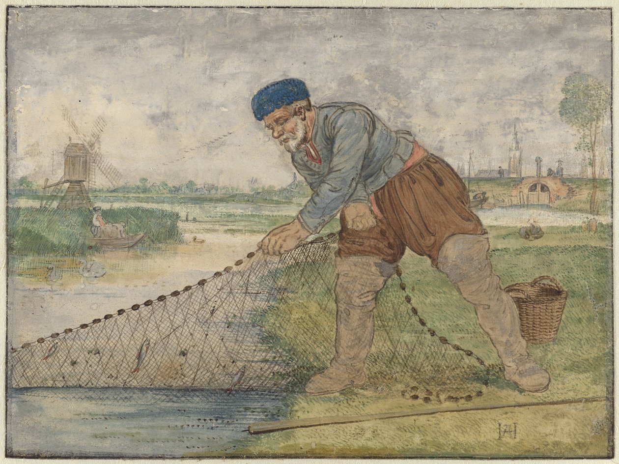 Ağını Çeken Bir Balıkçı by Hendrick Avercamp