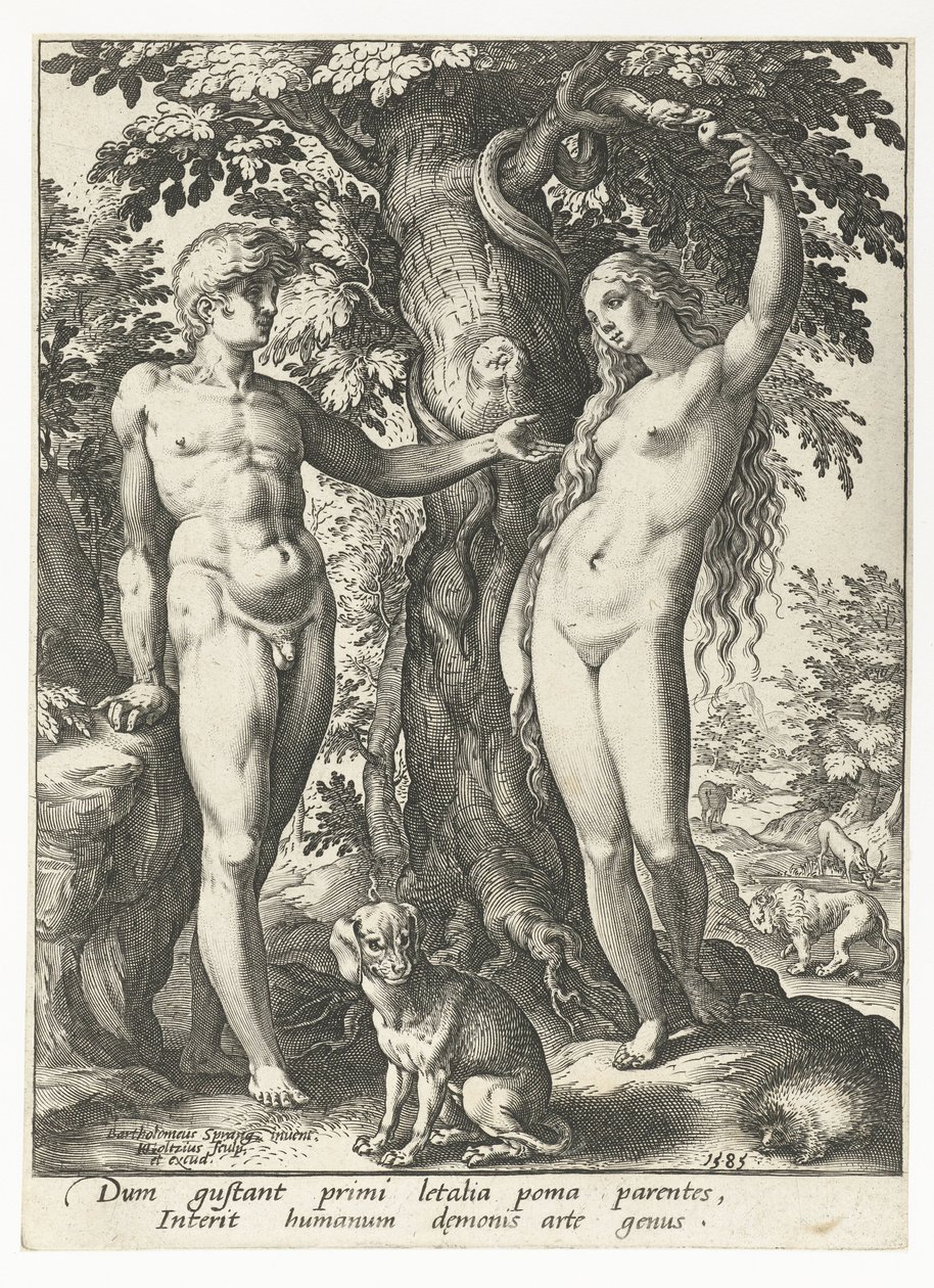 Adem ve Havva ve Yılan by Hendrick Goltzius