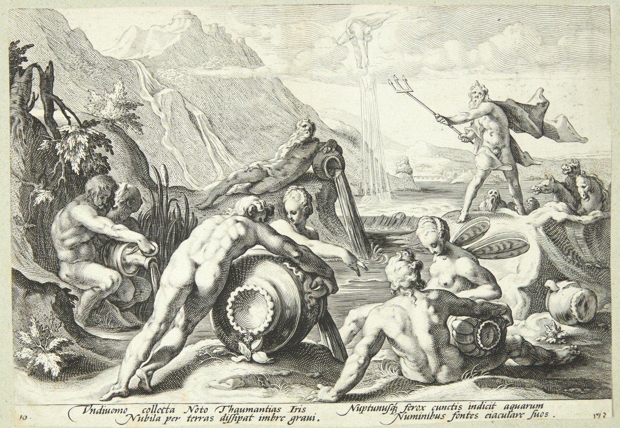 Neptün insanlığın yok edilmesini planlıyor by Hendrick Goltzius
