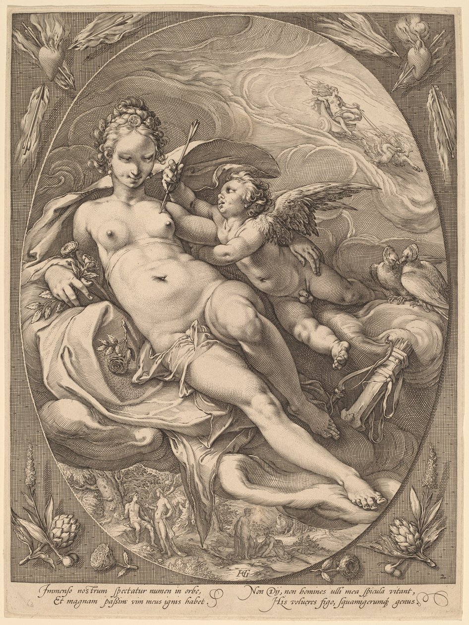 Venüs ve Aşk Tanrısı by Hendrick Goltzius