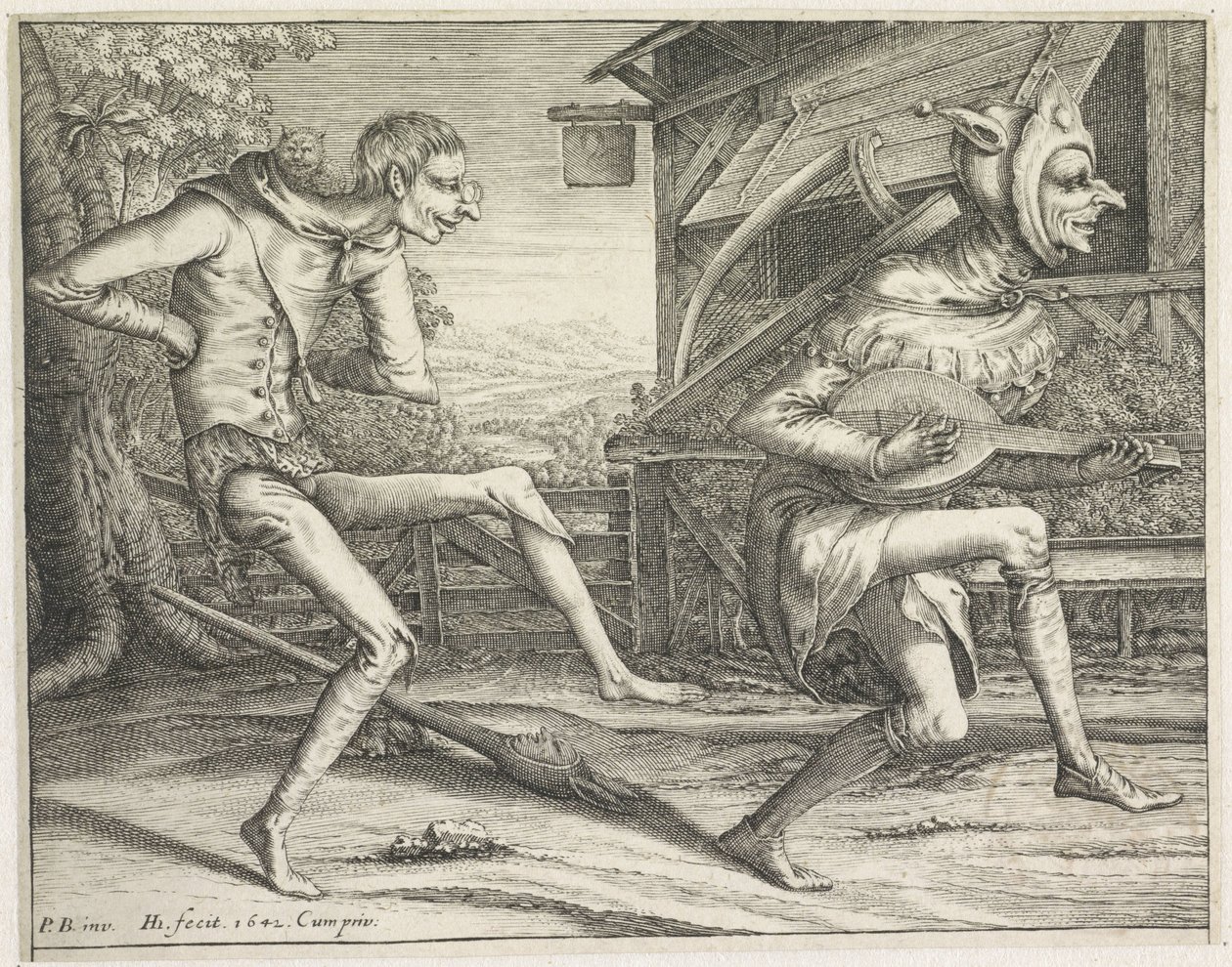 İki dans eden aptal Çılgın (dizi adı) by Hendrick Hondius (I)