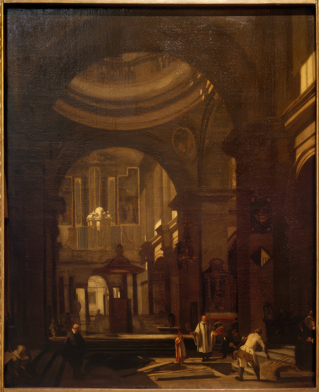 Kubbeli bir Katolik kilisesinin içi by Hendrick Jurianesz van Streek