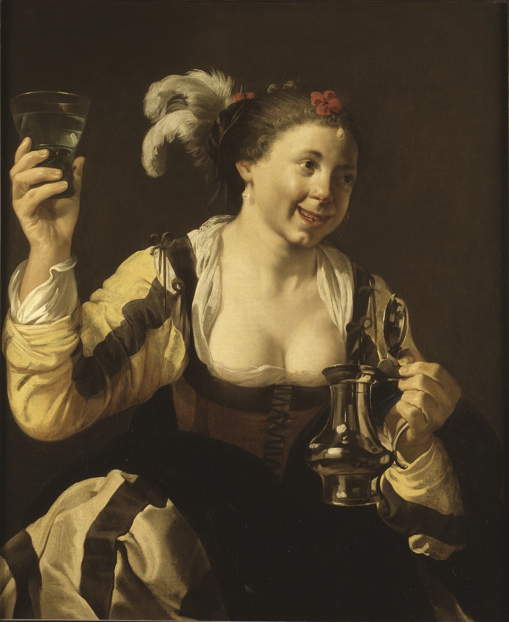 Bardak Tutan Bir Kız, 1620 dolayları by Hendrick ter Brugghen