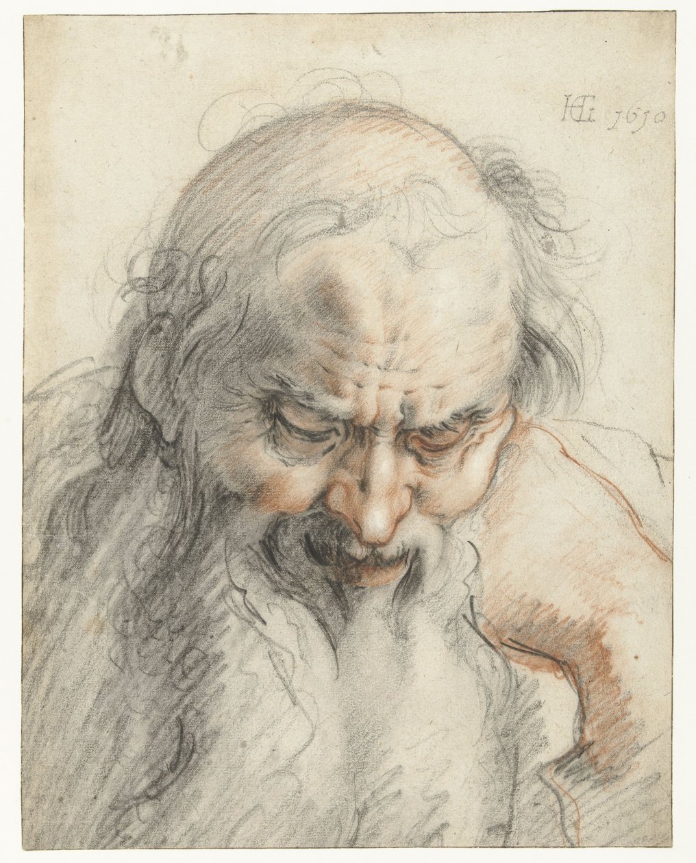 Yaşlı Bir Adamın Büstü, 1610 (kağıt üzerine tebeşir) by Hendrik Goltzius