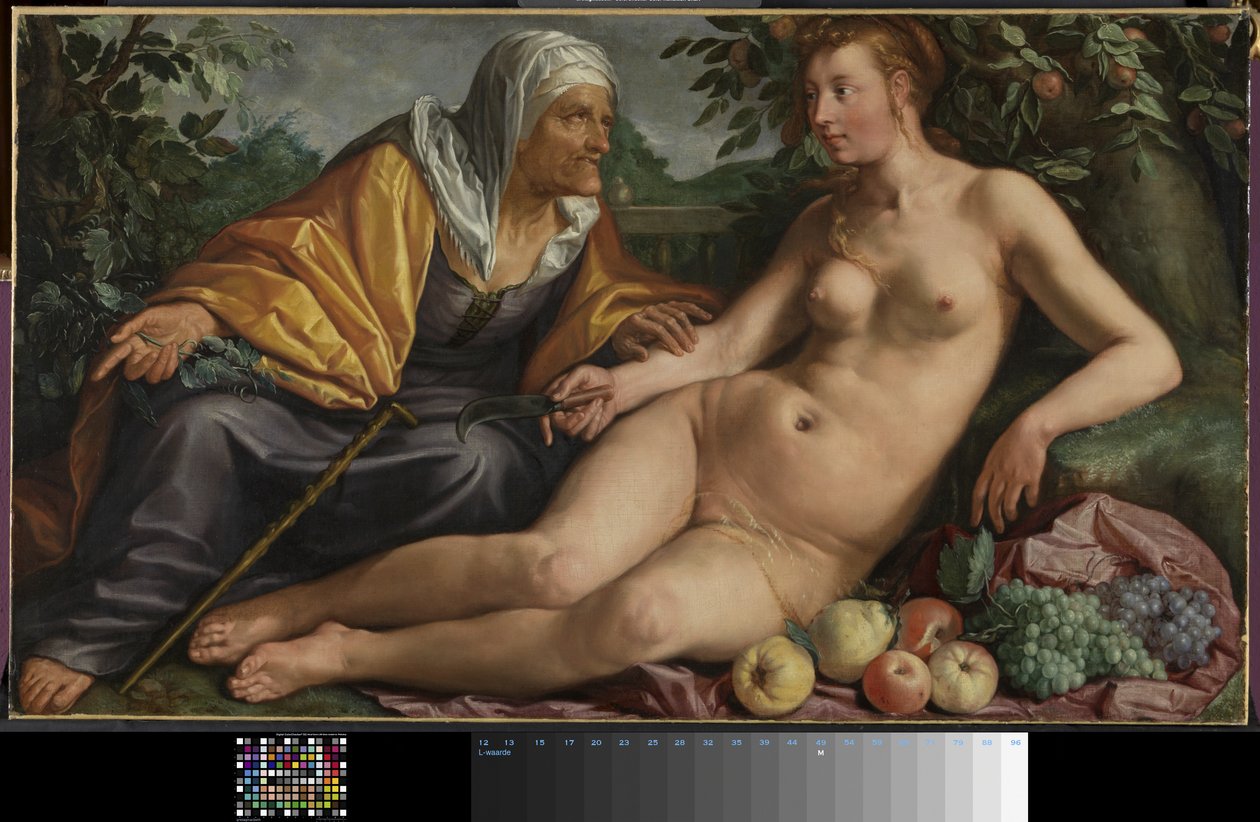 Vertumnus ve Pomona by Hendrik Goltzius