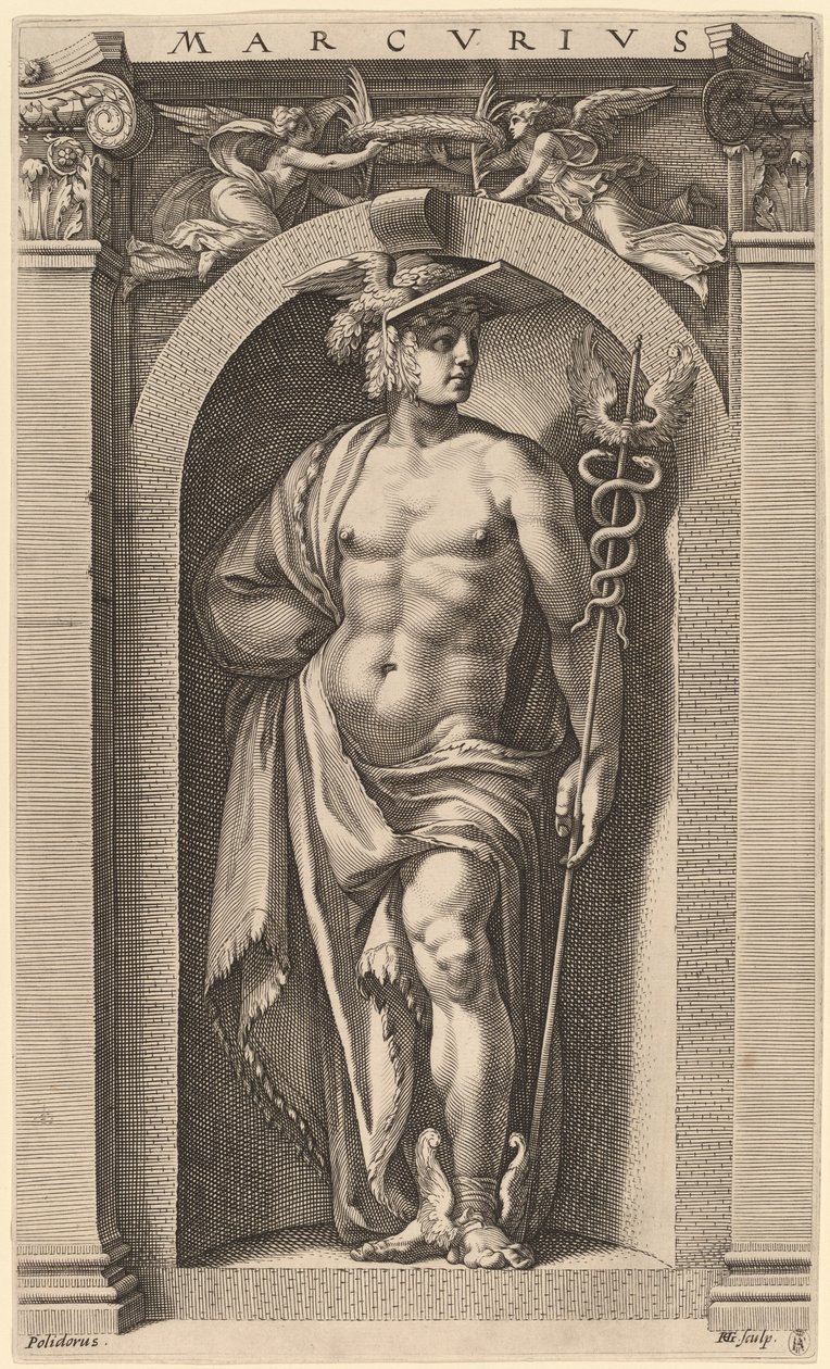 Merkür by Hendrik Goltzius after Polidoro da Caravaggio