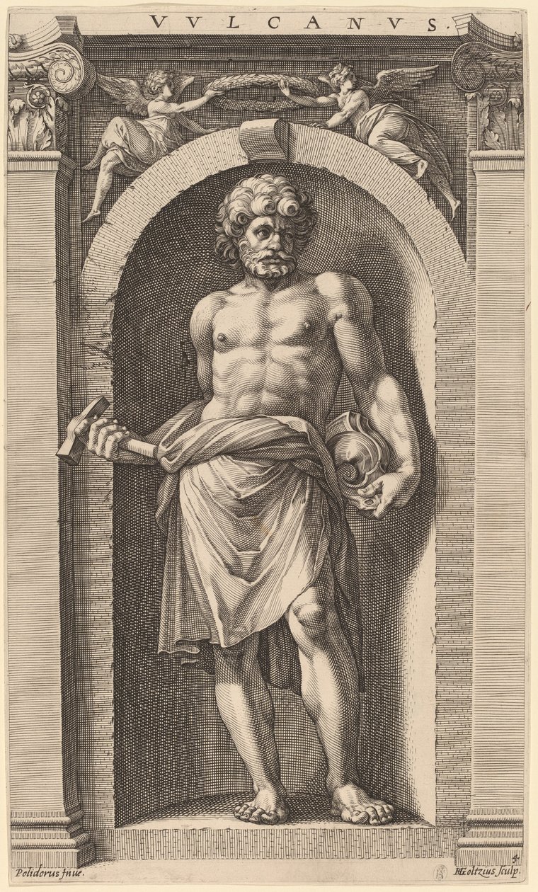Vulkan by Hendrik Goltzius after Polidoro da Caravaggio